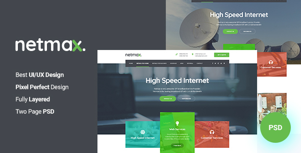 NetMax - Cable & ISP Business PSD Templates