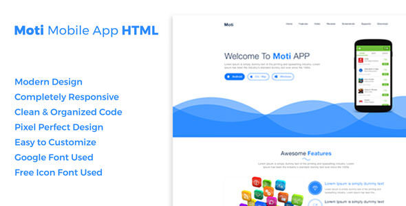 Moti - App Landing Page HTML5 Template