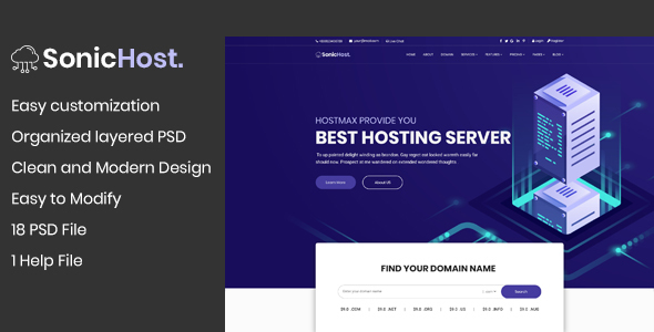 SonicHost - Hosting Business Website PSD Template