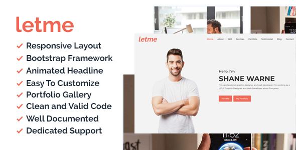 Letme - One Page Personal Portfolio HTML5 Template
