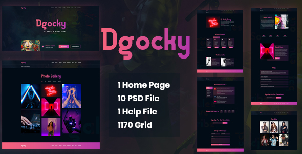Dgocky – DJ Party & Night Club PSD Template