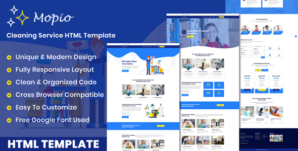 Mopio - On Demand Cleaning Service HTML Template