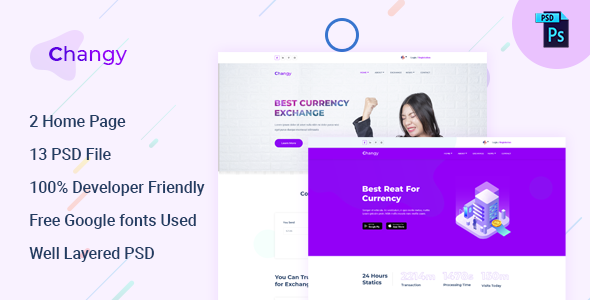 Changy - Dollar Buy Sell Website PSD Template