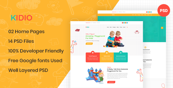 Kidio - Indoor PlayGround Business PSD Template