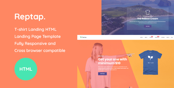 Reptap - T-shirt Landing Page HTML Template
